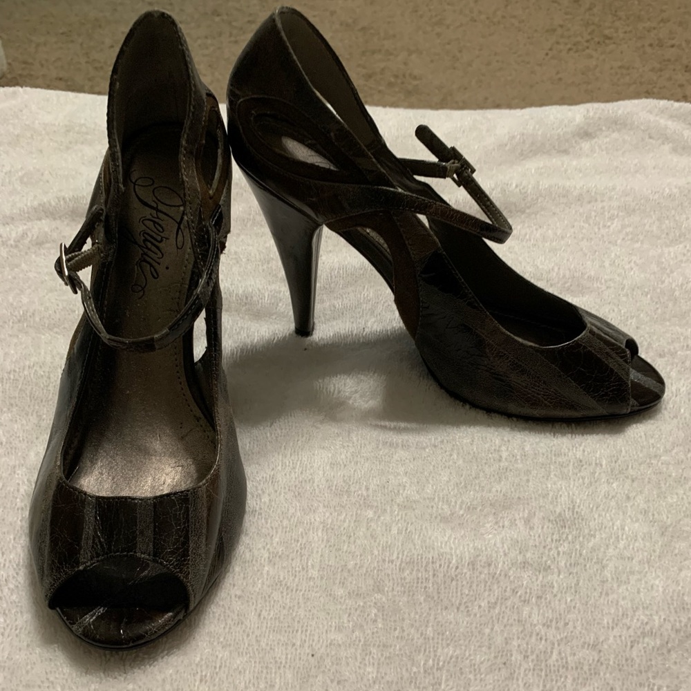Fergie Peep-Toe Ankle Strap Heels